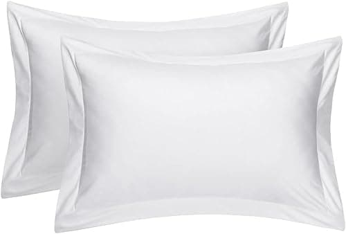 Image of 400 Thread Count 4 Pack Oxford Pillowcases Set, 100% Egyptian Cotton Bedding Pillow Case Sham, White 100% Long Staple Sateen Weave Oxford Pillow Covers -50cm x 75cm + 5cm