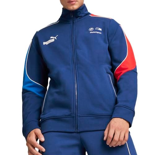 Image of PUMA Mens Bmw Mms Mt7 Plus Sweat Jacket Athletic Outerwear Casual Full Zip Pockets - Blue