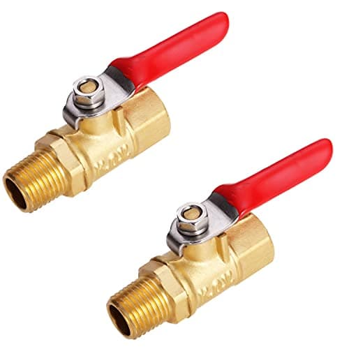 Image of Litorange 2 PCS Heavy Duty Brass Mini Ball Valve Shut Off Switch, 1/4" BSPT (Male) x 1/4 INCH BSP (Female) Pipe Fittings, 180 Degree Operation Handle, Rated to 600WOG