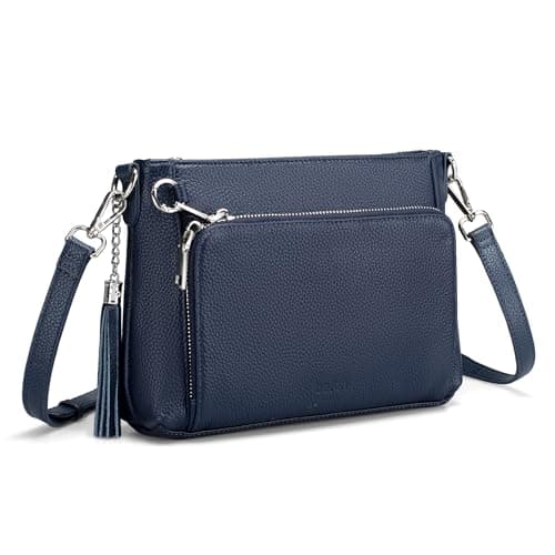 Image of befen Small Crossbody Bag for Women Anti-theft Genuine Leather Handbags for Women UK Navy Blue RFID Shoulder Bag with Multiple Pockets