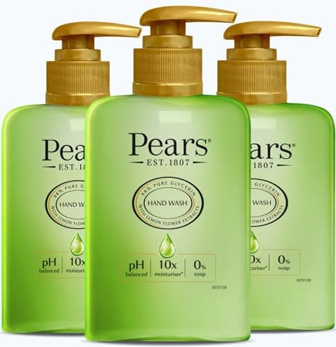 Image of Pears Pure & Gentle Moisturising Hand Wash with Lemon Flower Extract - Enriched with Glycerin and Natural Oils, 10x More Moisturiser* - Suitable for Men and Women | 250ml (3 Pack)