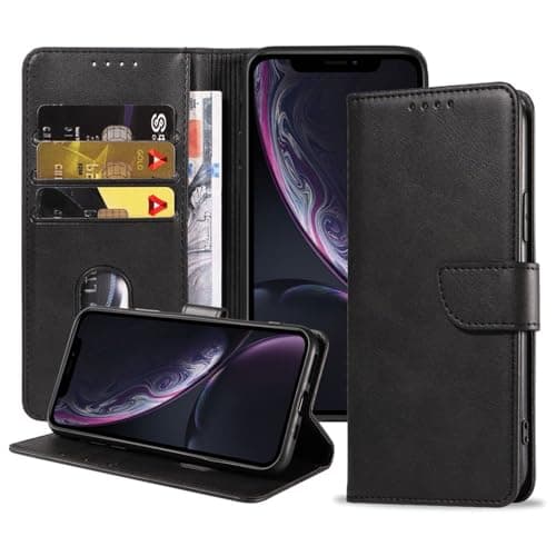 Image of Vancle Case for iPhone XR Phone Case, Flip Wallet PU Leather Phone Cover with [4 Card Slots] [Kickstand] Black