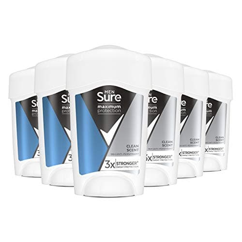 Image of Sure Men Maximum Protection Clean Scent Antiperspirant Deodorant Cream Stick with 3x stronger* sweat protection for 96 hour sweat and odour protection 45 ml, Pack of 6