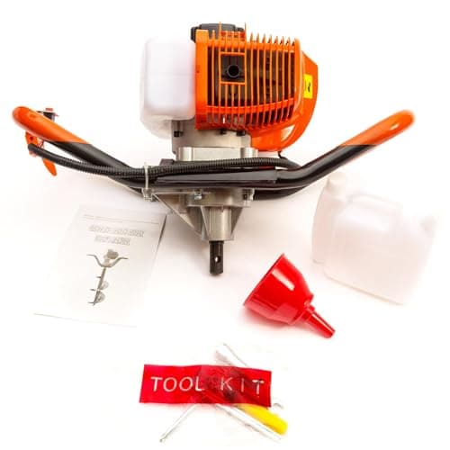 Image of Earth Auger 52cc Petrol 2 Stroke Engine Post Hole Borer Digger & Choice of 4 Drill Bits Attachments 100mm / 150mm / 200mm / 300mm for Planting Digging (52cc Auger Engine)