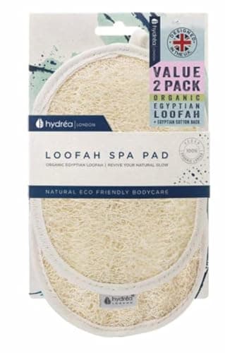 Image of Hydréa London Organic Egyptian Loofah Luxury Exfoliating Body Pad Natural Quality Spa Bodycare for Bath Shower Twin Pack