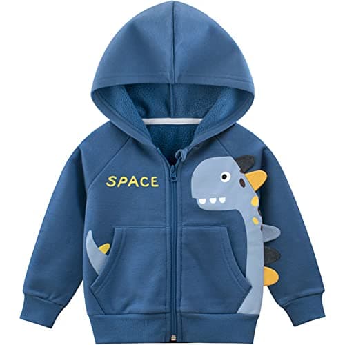 Image of TEDD Boys Hoodies Zip for Kids Jumper Cotton Jacket Top Dinosaur Crocodile Sweatshirts Long Sleeve T Shirt Casual Toddler Clothes Autumn Winter Tag Size 110 = 3-4 Years Blue