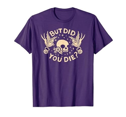 Image of But Did You Die Retro Skull Tattoo Gym Funny Workout T-Shirt, Men, Purple, XX-Large