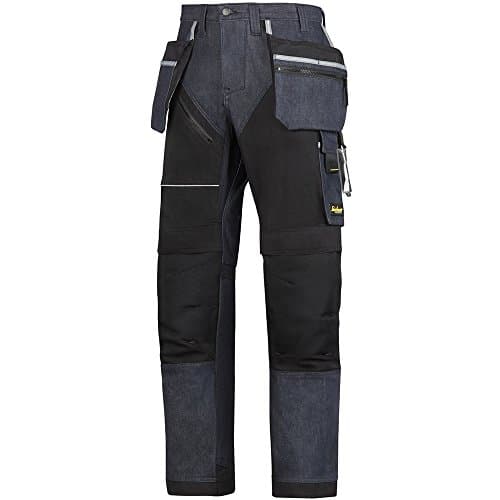 Image of Snickers 62046504092 Size 92 "Ruffwork" Work Trousers with Holster Pockets - Denim/Black