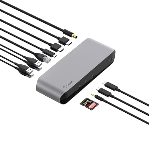 Image of Belkin Thunderbolt 3 Dock Pro w/Thunderbolt 3 Cable - USB C Hub - USB C Docking station for MacOS & Windows, Dual 4K @60Hz, 40Gbps Transfer Speed, 85W Upstream Charging, w/Ethernet, SD & Audio Ports