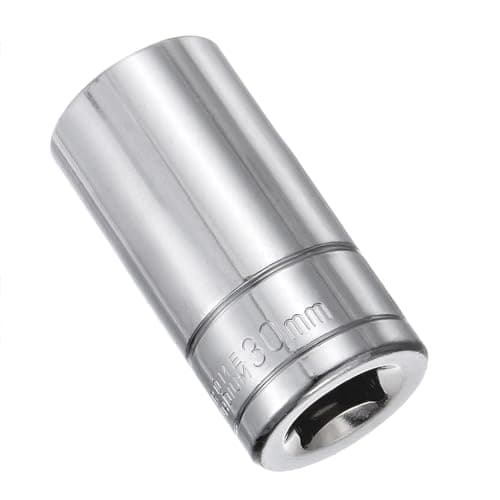 Image of Juttzzei 30mm 6-Point Deep Socket, 1/2 Inch Drive, Chrome Vanadium Steel, Polished Finish, Secure Hex Design, Anti-Rust, Auto & Home Repair