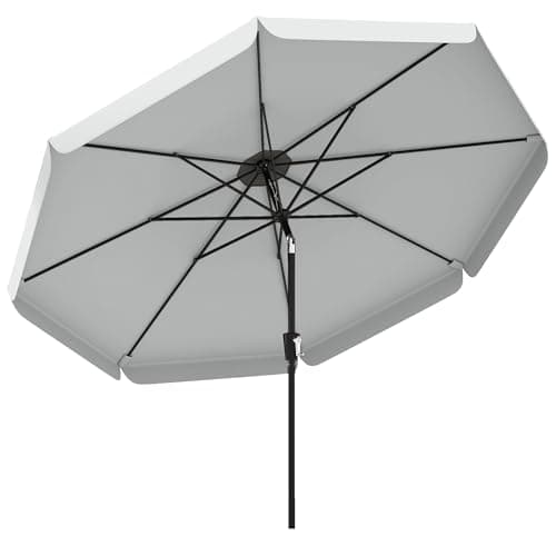 Image of Outsunny 3 m Garden Parasol with Tilt Mechanism & Crank Handle, UPF 30+ Patio Umbrella Outdoor Table Umbrella with Vent for Market Terrace, Light Grey