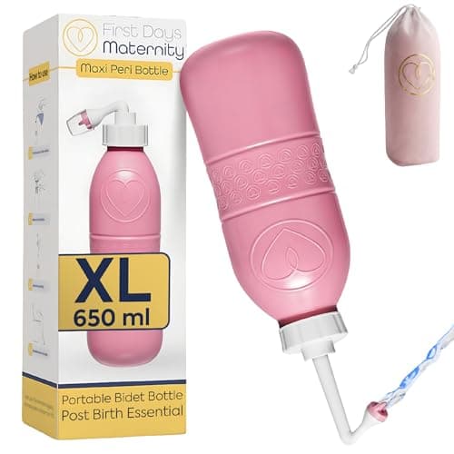 Image of First Days Maternity Maxi Peri Bottle - 650ml Portable Bidet for Postpartum Care, Pain Relief - Perfectly Angled Head - Perfect After Birth Essentials for Mum (Pink)