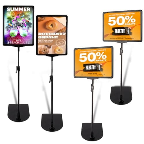 Image of DAJAVE 4 Pcs A4 Display Stand Floor Stand A4 Sign Holder Adjustable Poster Stand Freestanding Sign Holder for Wedding, Business, Activities Display