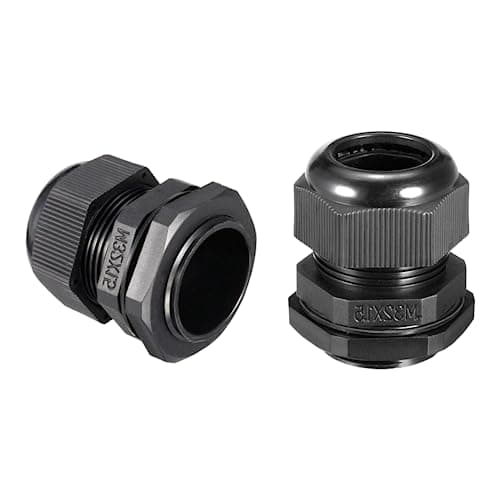 Image of Waterproof Cable Glands - Black Nylon Compression Cable Gland with Locking Nut Waterproof IP68 (Pack of 10 - M32 - Suitable for 18mm-25mm Cables)