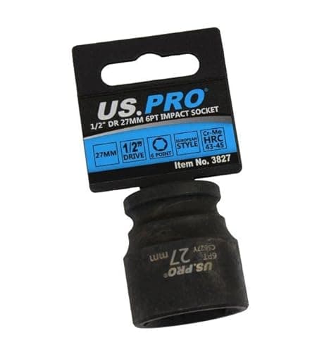 Image of US PRO Tools 27mm Impact Socket 1/2" Drive 6 Point Single Hex 3827