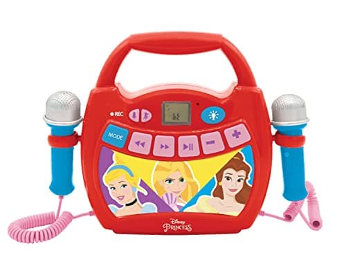 Image of Lexibook MP300DPZ Disney Princess, My First Karaoke Digital Player with 2 Toy mics, Wireless, Record and Voice Changer Functions, Red