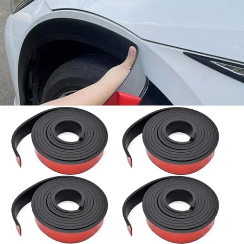 Image of Aartner 1.5m Universal Mudguards Car Wheel Arch Trim Fender Extension Molding,Self-adhesive Tire Eyebrow Trim Strip Stick out Edge for Car Protector and Decoration,Pack of 4 PCS