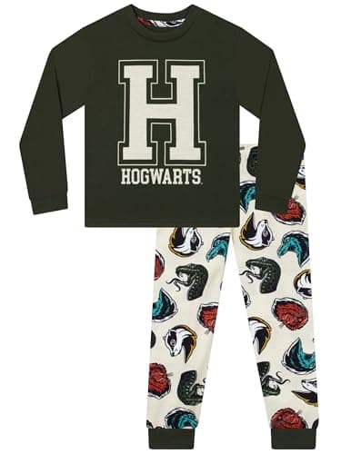Image of Harry Potter Pyjamas, Hogwarts Boys Pyjamas, Hogwarts Pjs For Kids, Long Sleeve Boys' Pyjama Sets, Green 5-6 Years