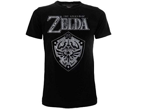 Image of Zelda-Legend of Zelda Original Black T-Shirt Shileld 100% Official Product Nintendo Tshirt Boys Girls (7-8 Years)