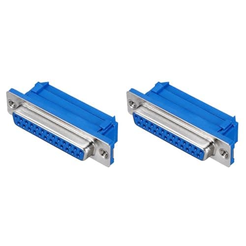 Image of sourcing map D-sub Connector DB25 IDC Crimp Connector Female Socket 25-pin 2-Row Female Serial Port Terminal Breakout for Mechanical Equipment CNC Computers Pack of 2