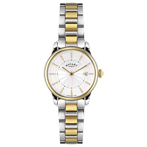 Image of Rotary Women's Quartz Watch with White Dial Analogue Display and Rose Gold Stainless Steel Bracelet LB02772/06