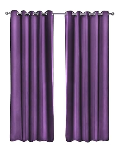 Image of Emma Barclay – Blackout Curtains for Bedroom Living Room Thermal Insulated Woven Eyelet Blackout Curtains Cali Collection (66” x 54” Inch)(Amethyst)