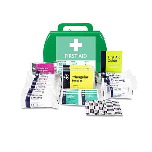Image of LEWIS-PLAST Premium Small 1-10 Persons Polypropylene First Aid Box - Complete with Integrated Carry Handle and Unique Flip-up Wall Mounting System - Meets Health & Safety Executive Guidelines