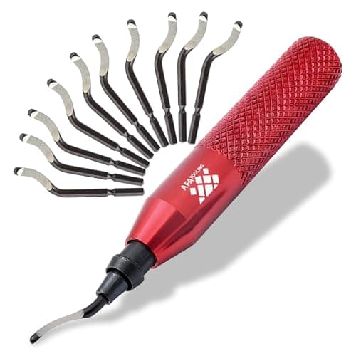 Image of AFA Tooling Deburring Tool Kit with 11 High Speed Steel BS1010 Blades | Precision Edge Burr Removal on Copper, Iron, Brass, and PVC Plumbing Pipes, 3D Printing Plastics, Resin Art, and Metal Work