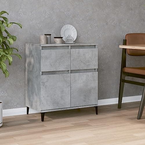 Image of Cement-Look Credenza - Multi-Functional Indoor Storage Cabinet, Stylish Minimalist Design for Living Room and Entryway, Versatile Wood Furniture