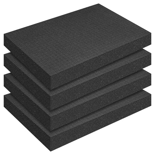 Image of KUOGAS 4 Pieces 400 x 300 x 50 mm Foam Cut Grid Foam - Tool Box Camera Case Foam, Suitcase Insert, Tabletop Miniatures, Tool (400 x 300 x 50 mm, Pack of 4)