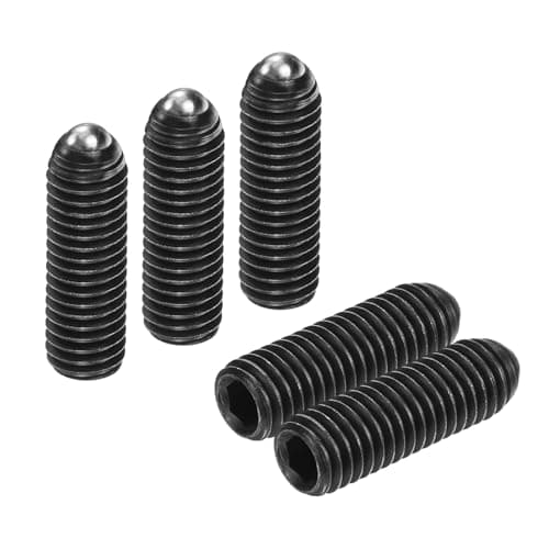 Image of sourcing map 10pcs Screw Thread Ball Plunger M8 x 25mm High Carbon Steel Hex Socket Spring Plunger Ball for Lubrication Pneumatic Tools, Black