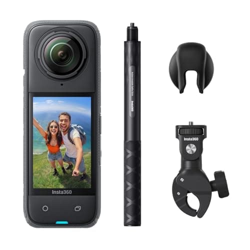 Image of Insta360 X4 Motorcycle Bundle - 8K Waterproof 360 Action Camera, 4K Wide-Angle Video, Invisible Selfie Stick, Removable Lens Guards, 135 Min Battery Life, AI Editing, Stabilization, No microSD Card