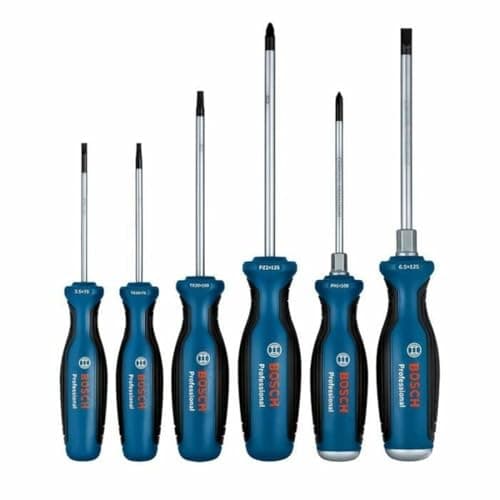 Image of Bosch Professional 6-piece Screwdriver Set (SL/PH/PZ/TX, incl. SL 3.5x75 mm, TX 20x100 mm, TX 15x75 mm, SL 6.5x125 mm, PZ 2x125 mm, PH 1x100 mm, Inlay)