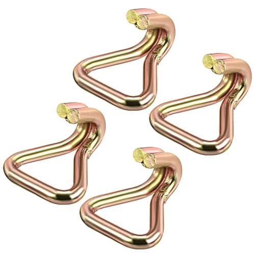 Image of sourcing map Ratchet Double J Strap Hook Load 11023 Lbs for 2" Tie Down Strap Webbing Car Truck Trailer Golden Tone Pack of 4