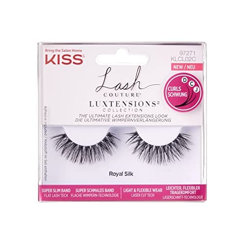 Image of KISS Lash Couture LuXtensions Collection 1 Pair of Fake Lashes, Royal Silk, Light and Flexible Faux-Mink Eyelash with Super Slim Band includes Lash Glue