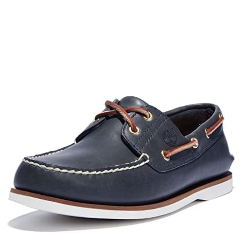 Image of Timberland Mens Classic Boat Full Grain Leather Blue Shoes 8 UK