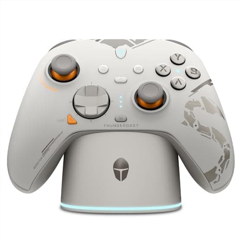 Image of Thunderobot G80 PC Gaming Controller for NS/PC/iOS/Android, Adjustable Hall Joystick, Hall/Micro Triggers, Bluetooth Gaming Controller with Charging Dock, Optical Micro Switches, RGB Lighting (White)