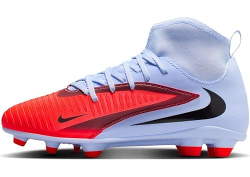 Image of Nike Kids Jr Phantom 6 High Club Fg/Mg Football Shoes, Royal Tint/Bright Crimson, 5.5