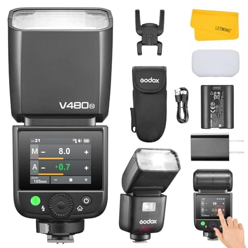 Image of GODOX V480N V480 N Camera Flash Compatible for Nikon, GN50 2.4GHz Wireless HSS 1/8000s TTL Speedlight Strobe with Li-ion Battery, Touchscreen Control, 650 FulI Power Flashes