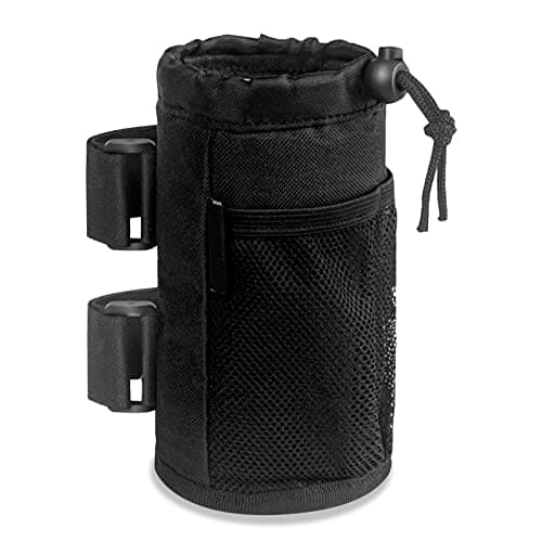 Image of MUNSKT Bike Cup Holder with Mesh Pockets, Drawstring Waterproof Handlebar Drink Bottle Holder for Mountain Bike, Scooter, Folding, Road Bike, Wheelchair