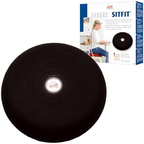 Image of SISSEL® SITFIT® Active Sitting Cushion Black – Air-Filled Dynamic Seat Pad for Posture Support, Core Activation & Back Relief – Includes Pump, 36 cm