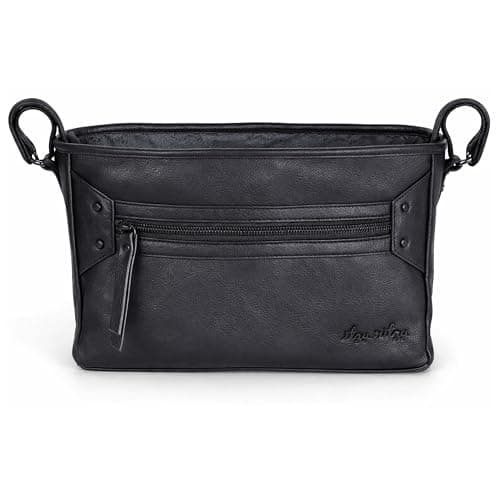 Image of Itzy Ritzy Baby Pram Bag – Universal Pushchair Organiser with 2 Built-in Cup Holders, Zipped Pocket Buggy Bag Compartment, Stroller Accessories Fit for Baby Essentials for Moms - Black Matte
