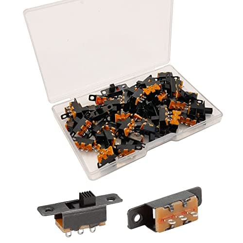 Image of Gebildet 50pcs Mini Toggle Switch SPDT Slide Switch 0.5A 50V DC 3 Pin 2 Position, Panel Slide Switch ON/ON, Micro Miniature Latching SS-12F15