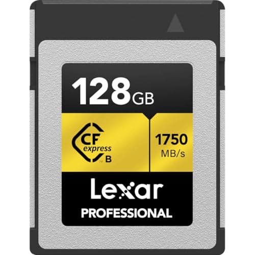 Image of Lexar Professional 128GB CFexpress Type B Memory Card Gold Series, Up to 1750MB/s Read, Raw 8K Video Recording, Supports PCIe 3.0 and NVMe (LCXEXPR128G-RNENG)