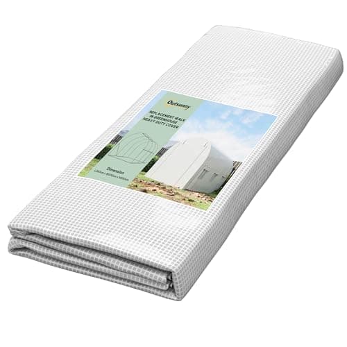 Image of Outsunny 3 x 2 x 2m Polytunnel Greenhouse Replacement Cover ONLY Winter Garden Plant PE Cover for Tunnel Walk-in Greenhouse with Roll-up Windows Door Outdoor, White