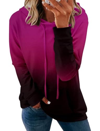 Image of KISSMODA Womens Pullover Hoodies Teen Girl Fall Fashion Hooded Sweatshirts Loose Fit Tunic Tops with Pocket