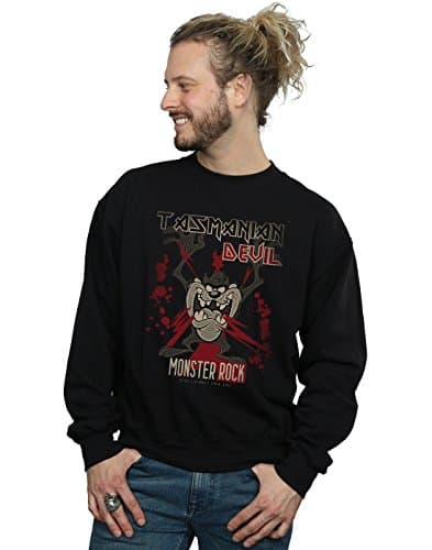 Image of Absolute Cult Looney Tunes Men's Tasmanian Devil Monster Rock Sweatshirt Black X-Large