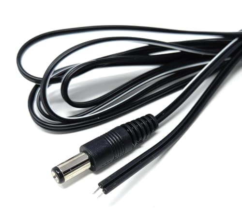 Image of 1.5m 2.1mm x 5.5mm Male DC Plug to Bare Ended Power Cable Compatible With CCTV, LED Lights, Music Instruments, Solar Panels (Black, 1.5m)