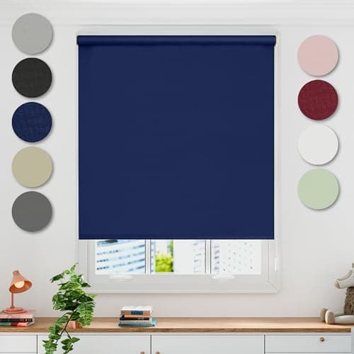 Image of Emma Barclay Blackout Roller Blind in Navy Blue - Width 60 x Drop 165cm
