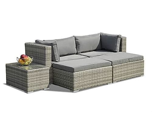 Image of GSD Enzo Rattan Garden Furniture Sofa Lounge 5 Piece Set - In or Outdoor